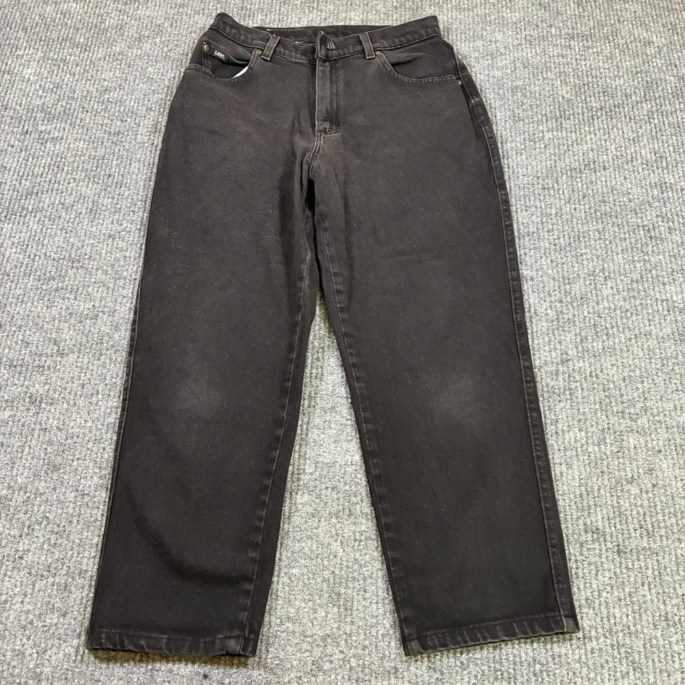 Lee Original Jeans Womens Straight Leg‎ Size W28" Black Denim Casual High Rise
